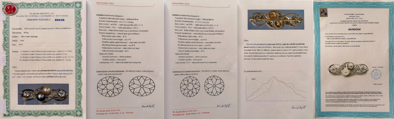Certifikace secesní brože